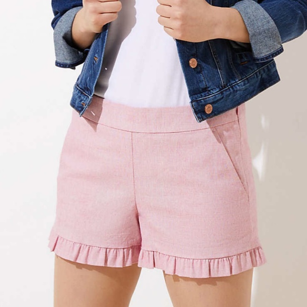 LOFT Pink Ruffle Shorts